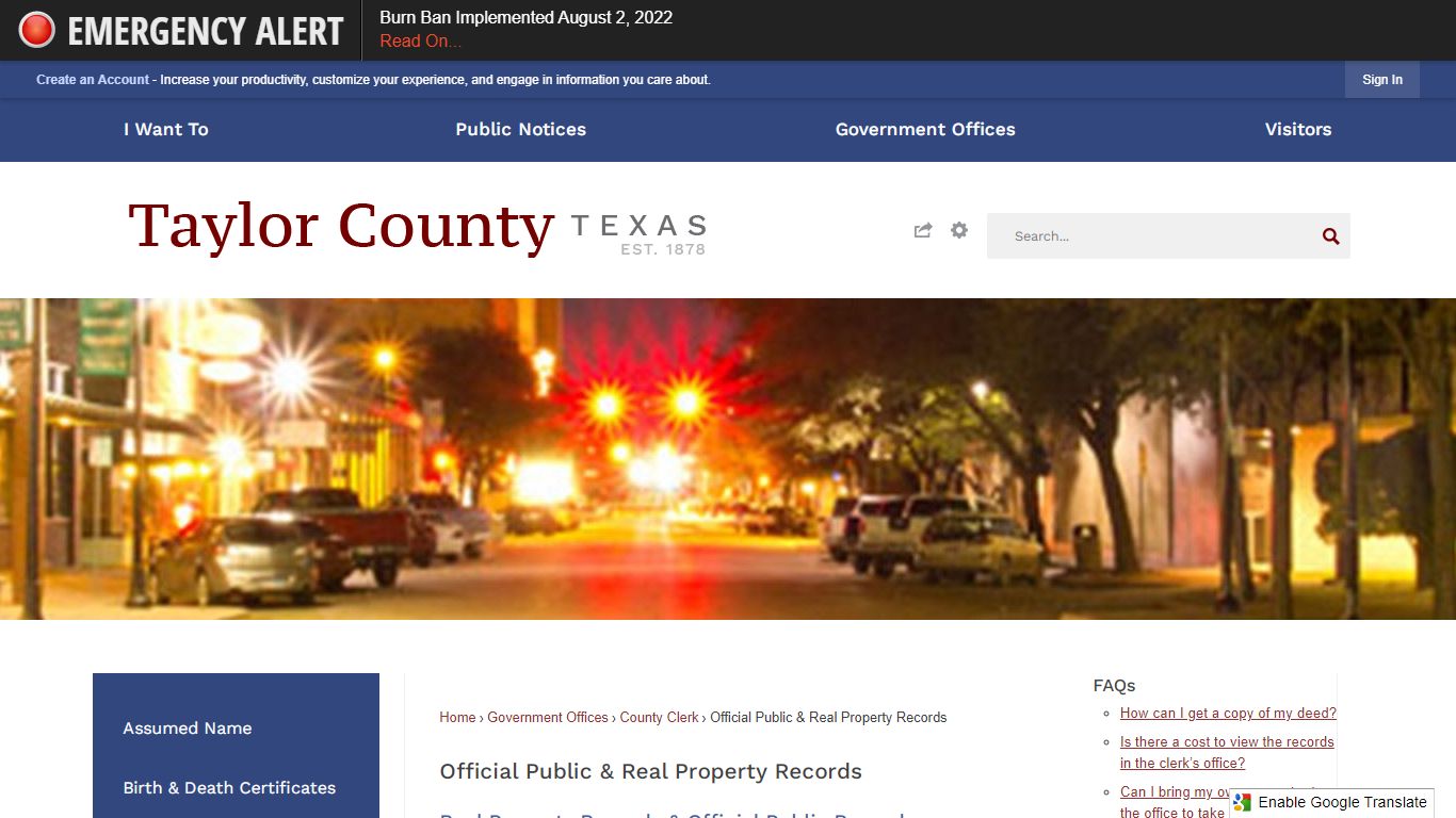 Official Public & Real Property Records - Taylor County, TX